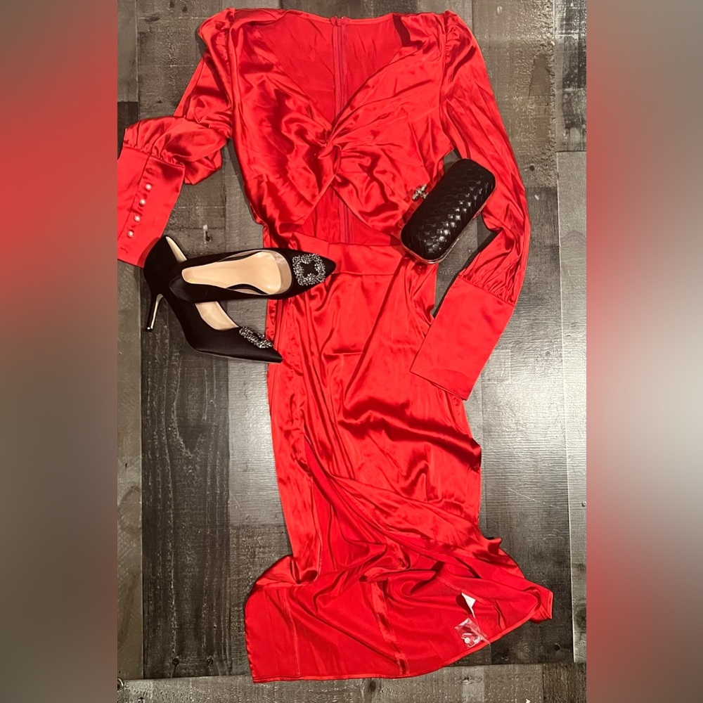 Red satin stretch dress